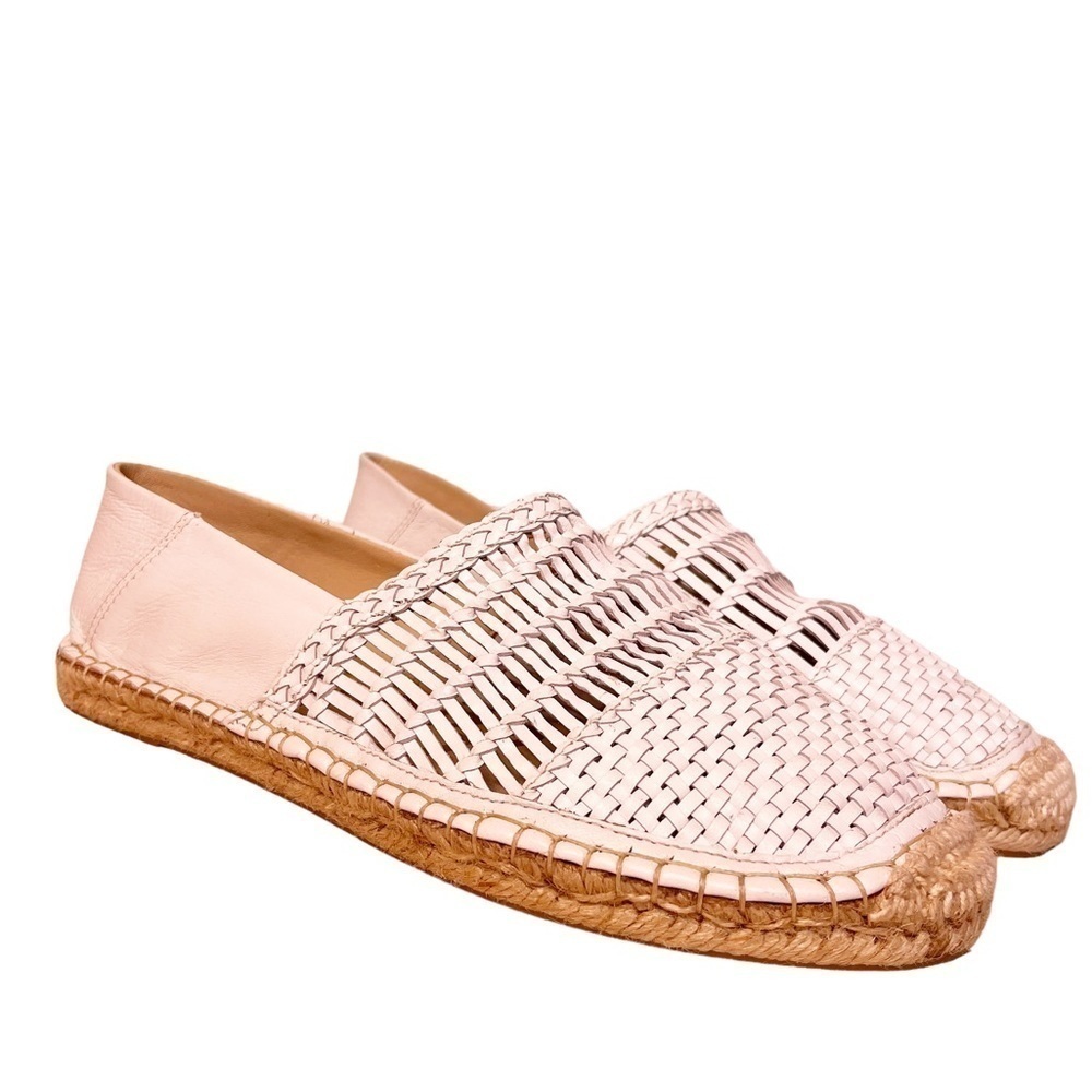 SAM EDELMAN Woven Leather Pen Espadrille Slip On Shoes Size 8 in White